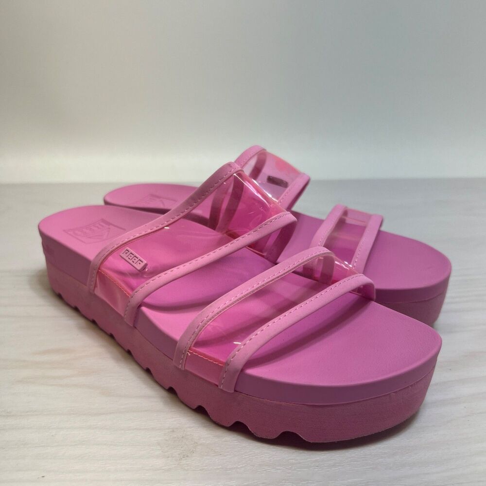 Reef Womens Vista Hi Energy Light Neon Pink Size 9 Sandals Clear